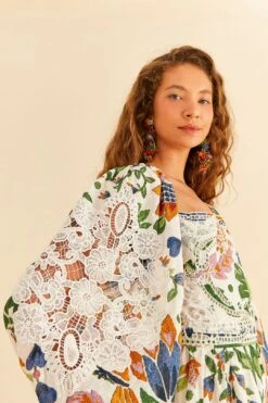 Farm Rio White Summer Garden Midi Dress -Farm Rio Store 306202 03