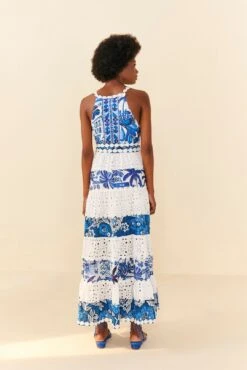 Farm Rio Mixed White And Blue Prints Maxi Dress 9 Farm Rio Mixed White And Blue Prints Maxi Dress -Farm Rio Store 306205 02