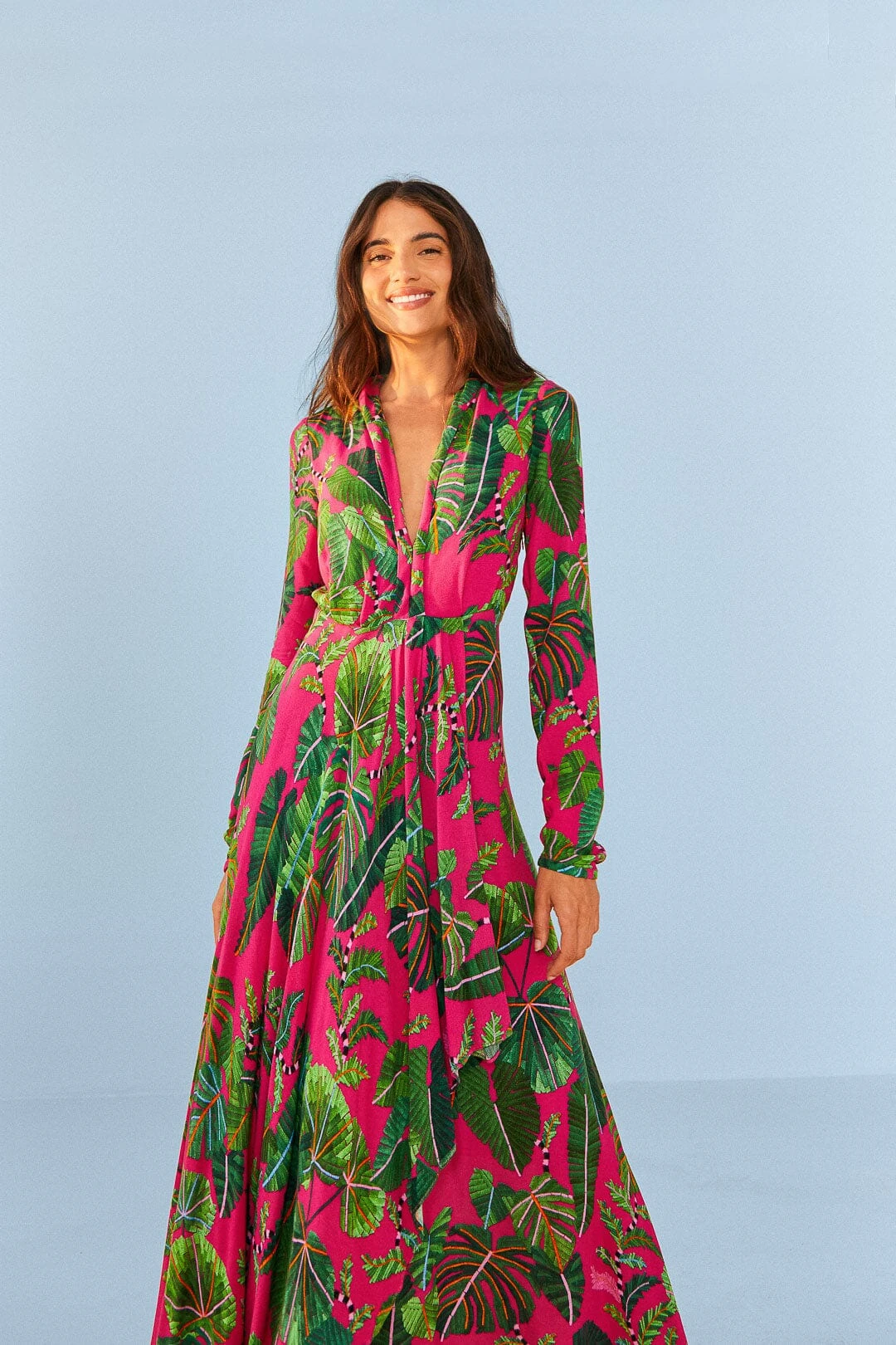 Farm Rio Pink Leaves Maxi Dress 3 Farm Rio Pink Leaves Maxi Dress
