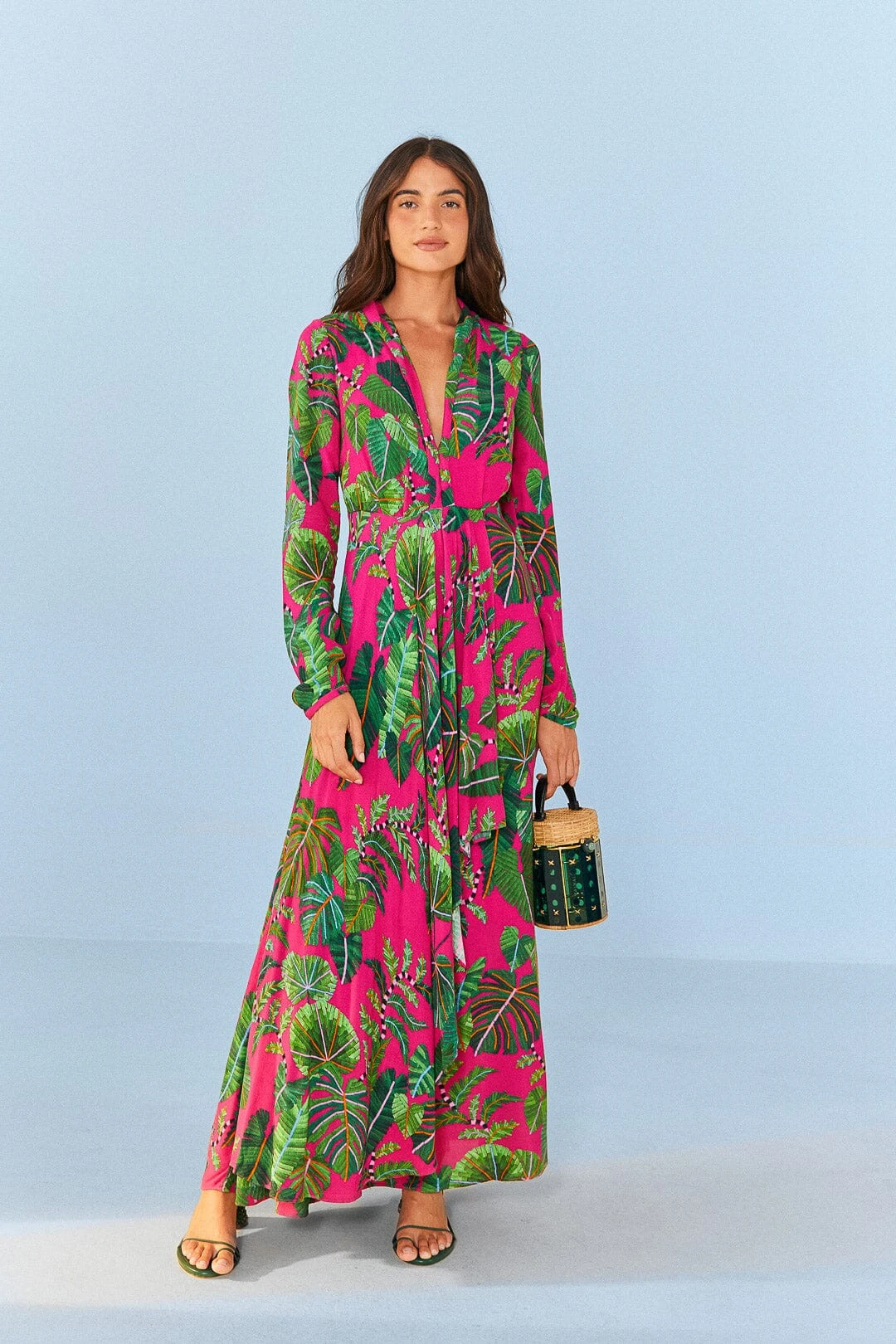Farm Rio Pink Leaves Maxi Dress 4 Farm Rio Pink Leaves Maxi Dress - Image 2