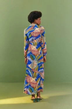 Farm Rio Blue Macaw Flight Maxi Dress 9 Farm Rio Blue Macaw Flight Maxi Dress -Farm Rio Store 306211 03