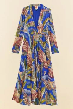 Farm Rio Blue Macaw Flight Maxi Dress 11 Farm Rio Blue Macaw Flight Maxi Dress -Farm Rio Store 306211 05