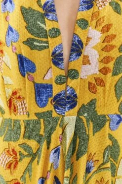 Farm Rio Yellow Summer Garden Maxi Dress 10 Farm Rio Yellow Summer Garden Maxi Dress -Farm Rio Store 306212 04