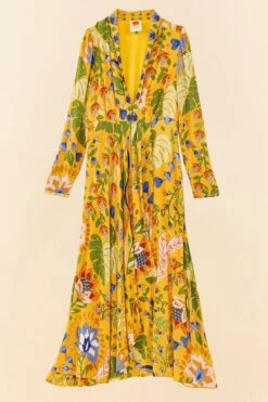 Farm Rio Yellow Summer Garden Maxi Dress 11 Farm Rio Yellow Summer Garden Maxi Dress -Farm Rio Store 306212 05