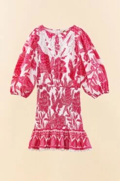 Farm Rio Pink Tropical Woodcut Mini Dress -Farm Rio Store 306220 06