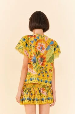 Farm Rio Yellow Summer Garden Blouse -Farm Rio Store 306228 04