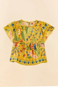 Farm Rio Yellow Summer Garden Blouse -Farm Rio Store 306228 06