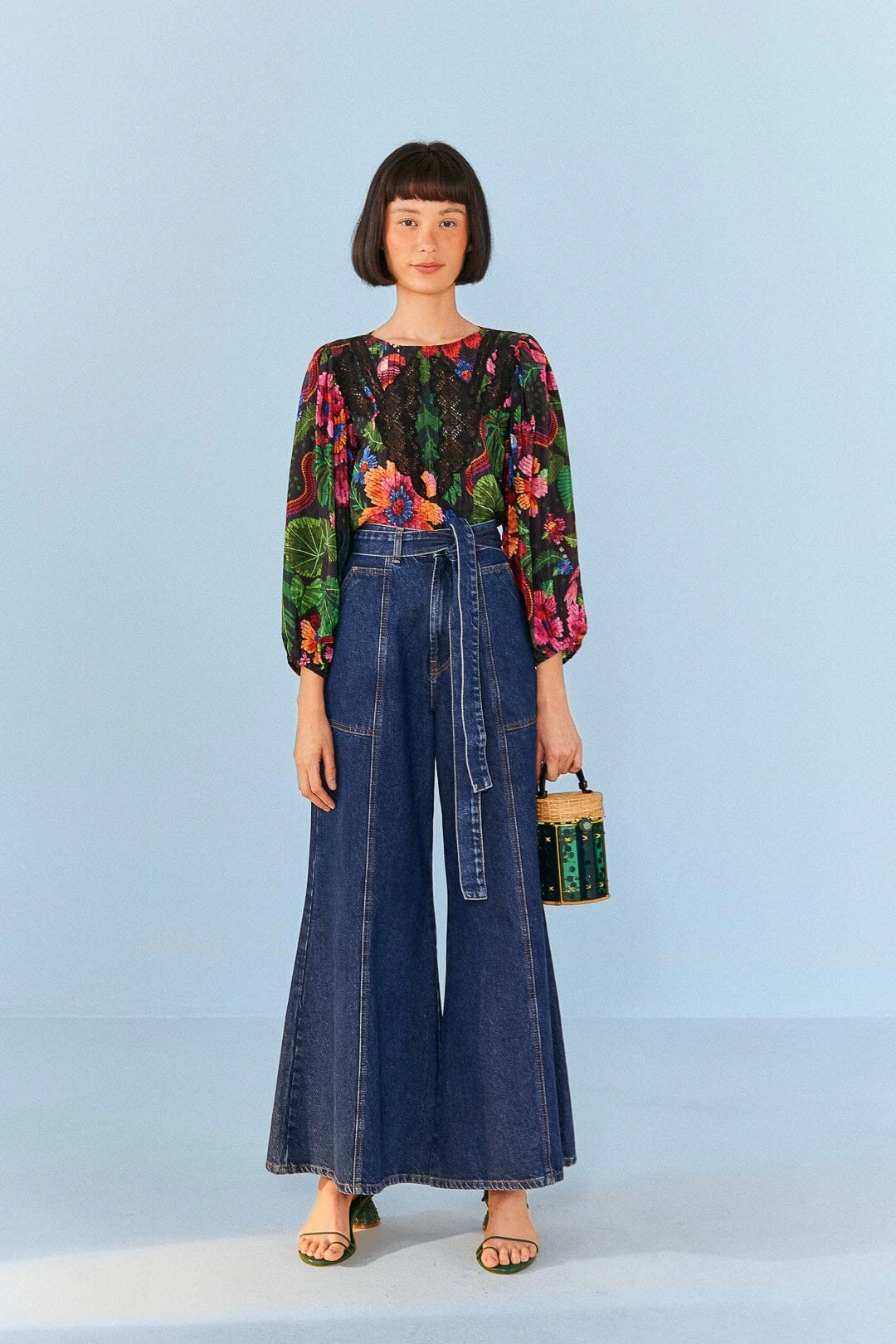 Farm Rio Black Blooming Garden Blouse 4 Farm Rio Black Blooming Garden Blouse - Image 2