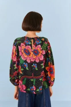 Farm Rio Black Blooming Garden Blouse 11 Farm Rio Black Blooming Garden Blouse -Farm Rio Store 306231 04