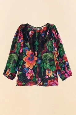 Farm Rio Black Blooming Garden Blouse 13 Farm Rio Black Blooming Garden Blouse -Farm Rio Store 306231 06