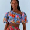 Farm Rio Blue Macaw Party Blouse 1 Farm Rio Blue Macaw Party Blouse -Farm Rio Store 306238 01