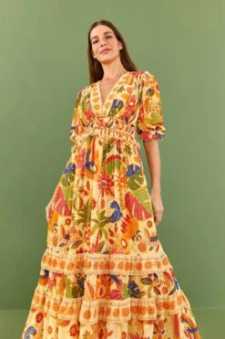 Farm Rio Yellow Rio Tapestry Maxi Dress -Farm Rio Store 306240 02