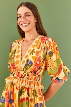 Farm Rio Yellow Rio Tapestry Maxi Dress -Farm Rio Store 306240 03