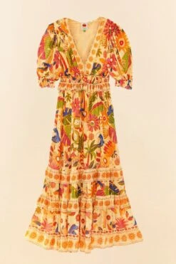 Farm Rio Yellow Rio Tapestry Maxi Dress -Farm Rio Store 306240 06