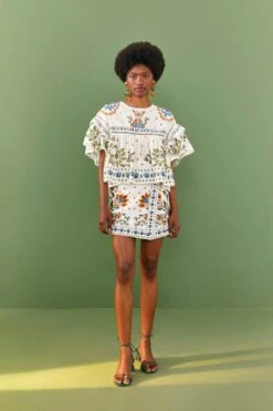 Farm Rio White Summer Garden Mini Skirt 8 Farm Rio White Summer Garden Mini Skirt -Farm Rio Store 306268 02