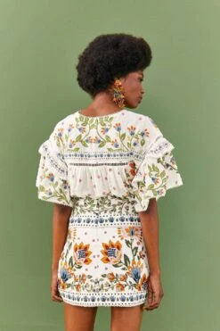 Farm Rio White Summer Garden Mini Skirt 9 Farm Rio White Summer Garden Mini Skirt -Farm Rio Store 306268 03