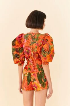 Farm Rio Orange Blooming Garden Shorts -Farm Rio Store 306270 04