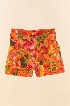 Farm Rio Orange Blooming Garden Shorts -Farm Rio Store 306270 06