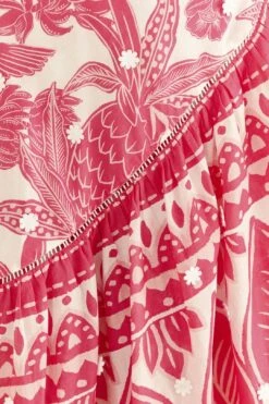 Farm Rio Pink Tropical Woodcut Midi Skirt -Farm Rio Store 306307 05