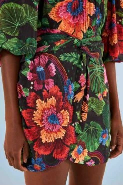 Farm Rio Black Blooming Garden Mini Skirt -Farm Rio Store 306313 03