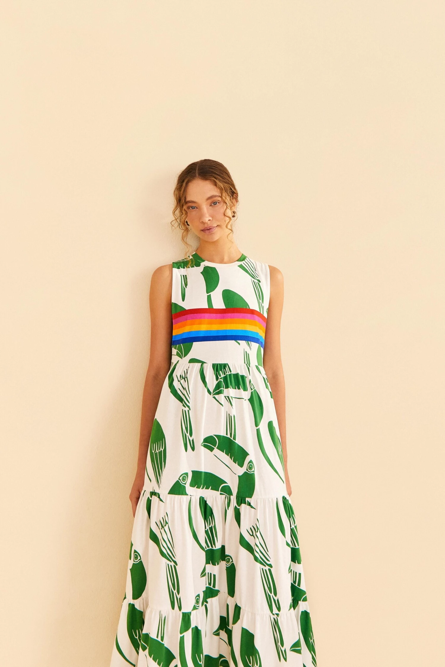 Farm Rio Off-White Rainbow Toucans Organic Cotton Maxi Dress 3 Farm Rio Off-White Rainbow Toucans Organic Cotton Maxi Dress