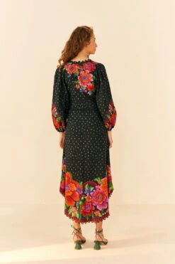 Farm Rio Black Blooming Garden Dress -Farm Rio Store 306333 03