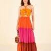 Warm Color Blocking Maxi Dress -Farm Rio Store 306344 01