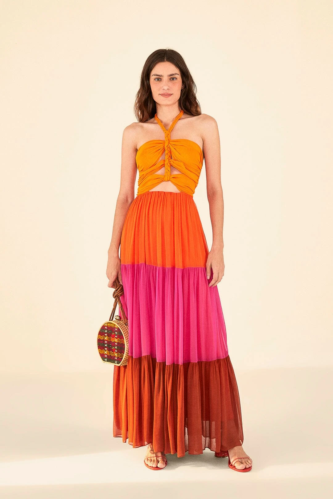 Warm Color Blocking Maxi Dress 3 Warm Color Blocking Maxi Dress