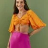 Farm Rio Orange Lenzing⢠Ecovero⢠Viscose Crop Blouse 1 Farm Rio Orange Lenzing⢠Ecovero⢠Viscose Crop Blouse -Farm Rio Store 306352 01