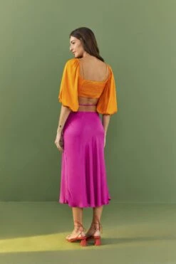 Farm Rio Orange Lenzing™ Ecovero™ Viscose Crop Blouse -Farm Rio Store 306352 03