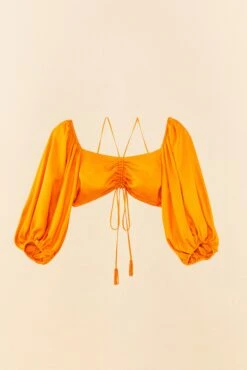 Farm Rio Orange Lenzing™ Ecovero™ Viscose Crop Blouse -Farm Rio Store 306352 06