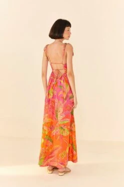 Farm Rio Orange Ombre Forest Maxi Dress 9 Farm Rio Orange Ombre Forest Maxi Dress -Farm Rio Store 306376 03