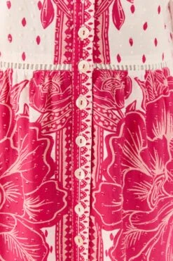 Farm Rio Pink Tropical Woodcut Lenzing™ Ecovero™ Viscose Midi Dress -Farm Rio Store 306388 05