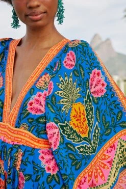 Farm Rio Blue Pineapple Garden Kaftan Maxi Dress -Farm Rio Store 306652 03