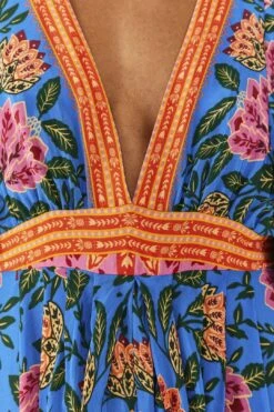 Farm Rio Blue Pineapple Garden Kaftan Maxi Dress -Farm Rio Store 306652 04