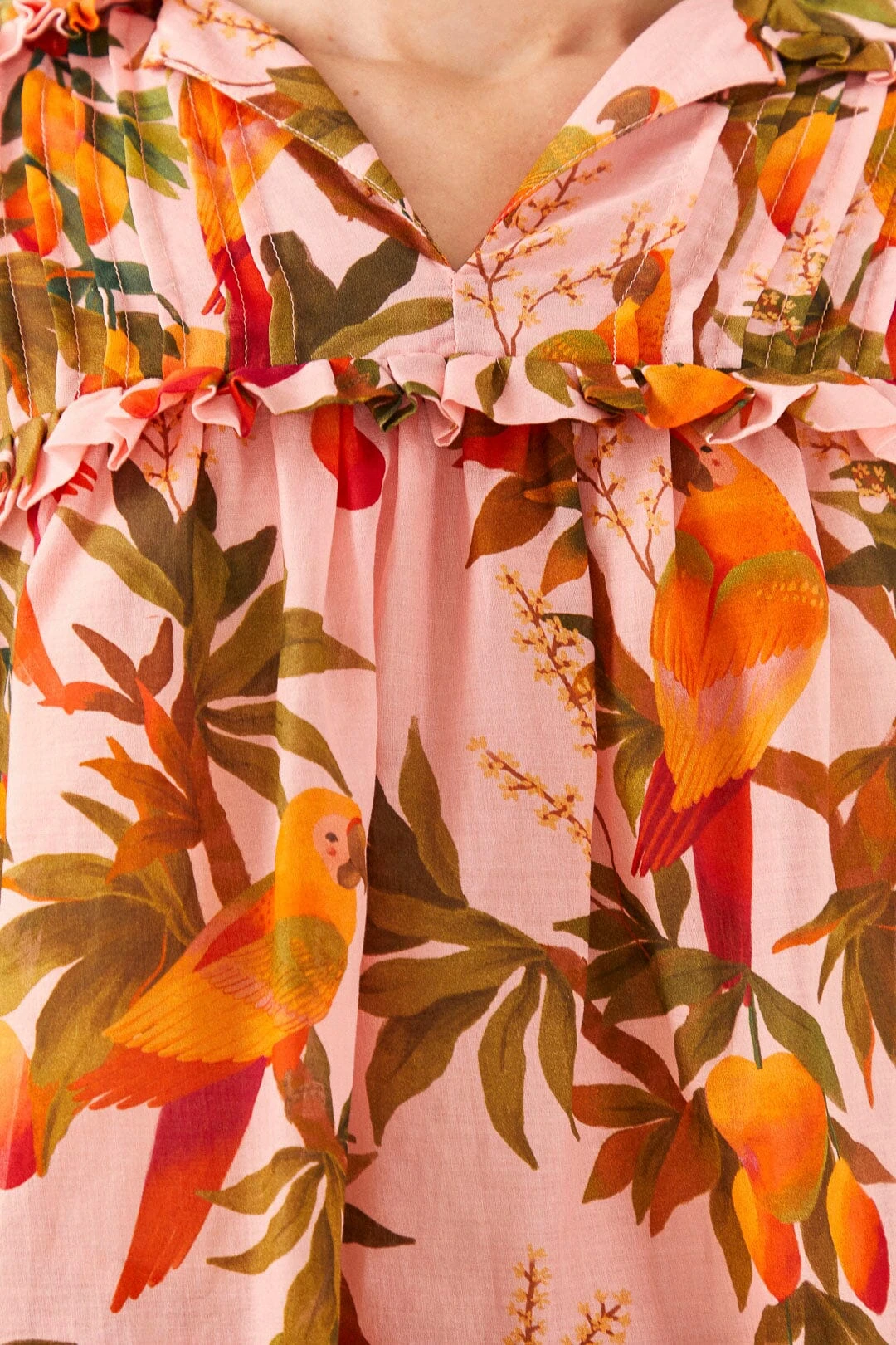 Farm Rio Pink Mango Trees Blouse 7 Farm Rio Pink Mango Trees Blouse - Image 5