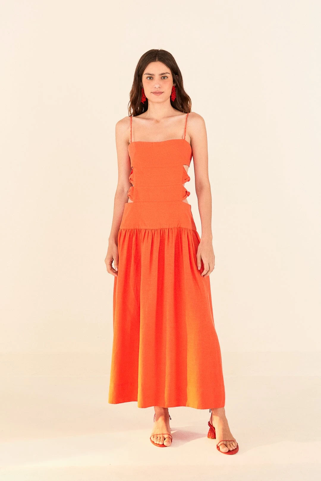 Farm Rio Orange Cut Out Midi Dress 3 Farm Rio Orange Cut Out Midi Dress