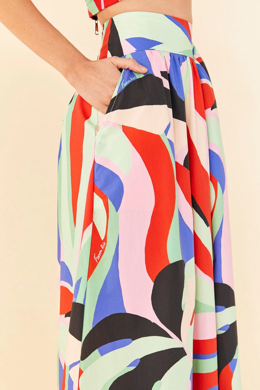Farm Rio Colorful Monstera Midi Skirt 5 Farm Rio Colorful Monstera Midi Skirt - Image 3