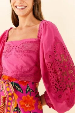 Farm Rio Pink Lace Blouse -Farm Rio Store 306900 03