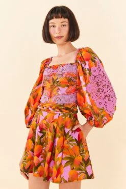 Farm Rio Lilac Mango Macaws Shorts