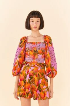 Farm Rio Lilac Mango Macaws Shorts 8 Farm Rio Lilac Mango Macaws Shorts -Farm Rio Store 306909 02