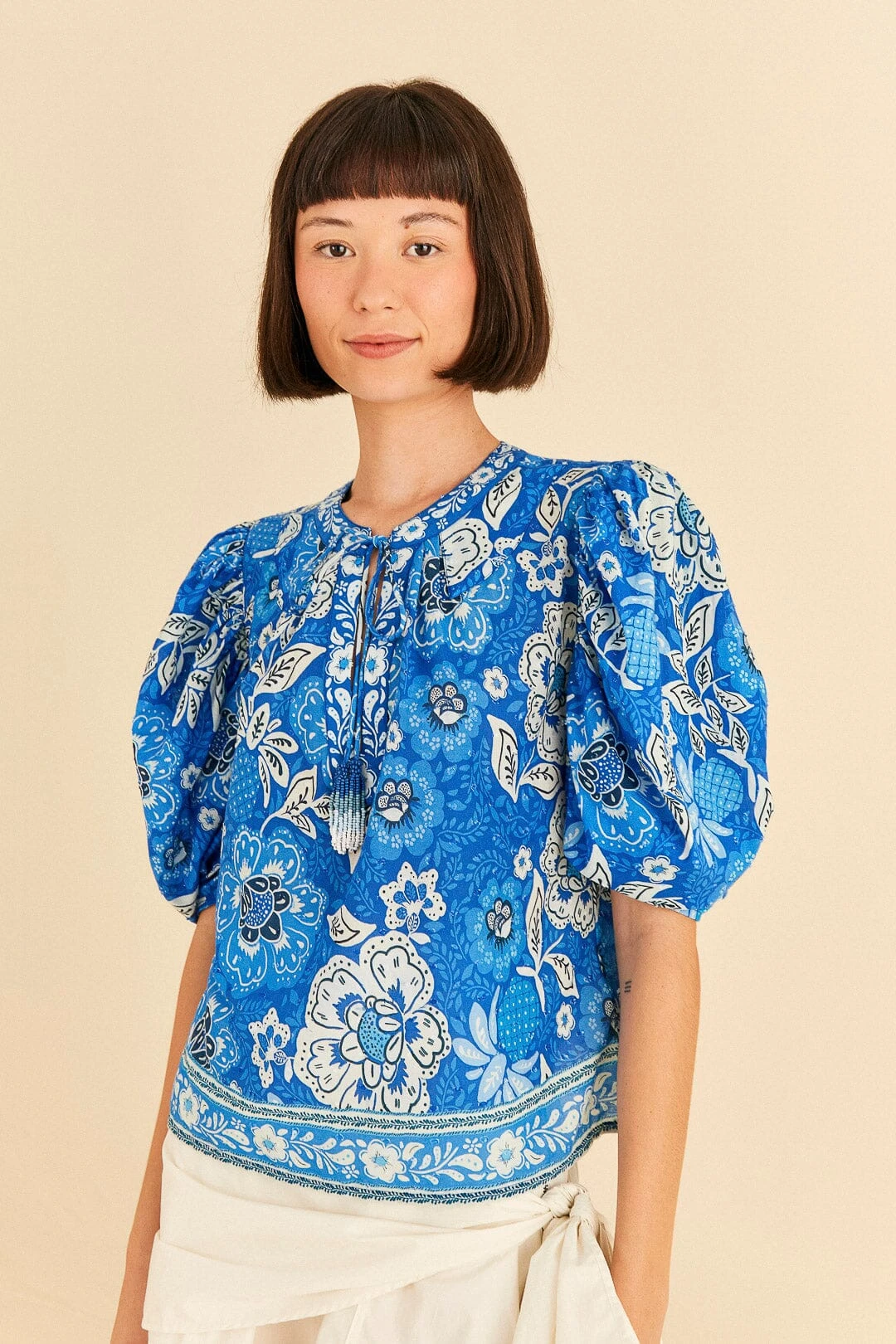 Farm Rio Blue Full Of Flowers Blouse 3 Farm Rio Blue Full Of Flowers Blouse