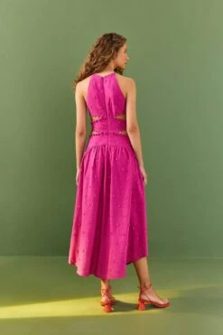 Farm Rio Pink 3D Flower Midi Dress 8 Farm Rio Pink 3D Flower Midi Dress -Farm Rio Store 306917 03