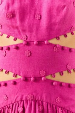 Farm Rio Pink 3D Flower Midi Dress 10 Farm Rio Pink 3D Flower Midi Dress -Farm Rio Store 306917 05