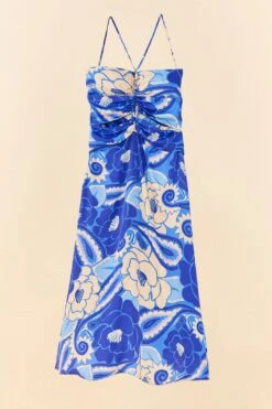 Farm Rio Blue Tropical Groove Lenzing™ Ecovero™ Viscose Midi Dress -Farm Rio Store 306997 06