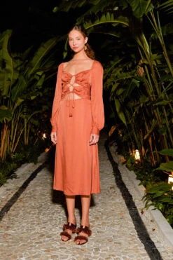 Farm Rio Caramel Cut Out Maxi Dress -Farm Rio Store 308183 04