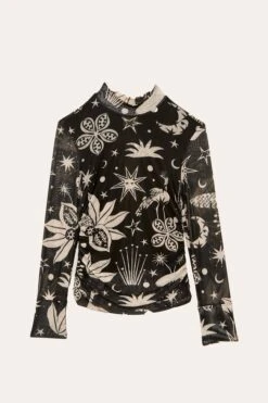 Black & White Cerrado Sky Tulle Blouse -Farm Rio Store 308525 05