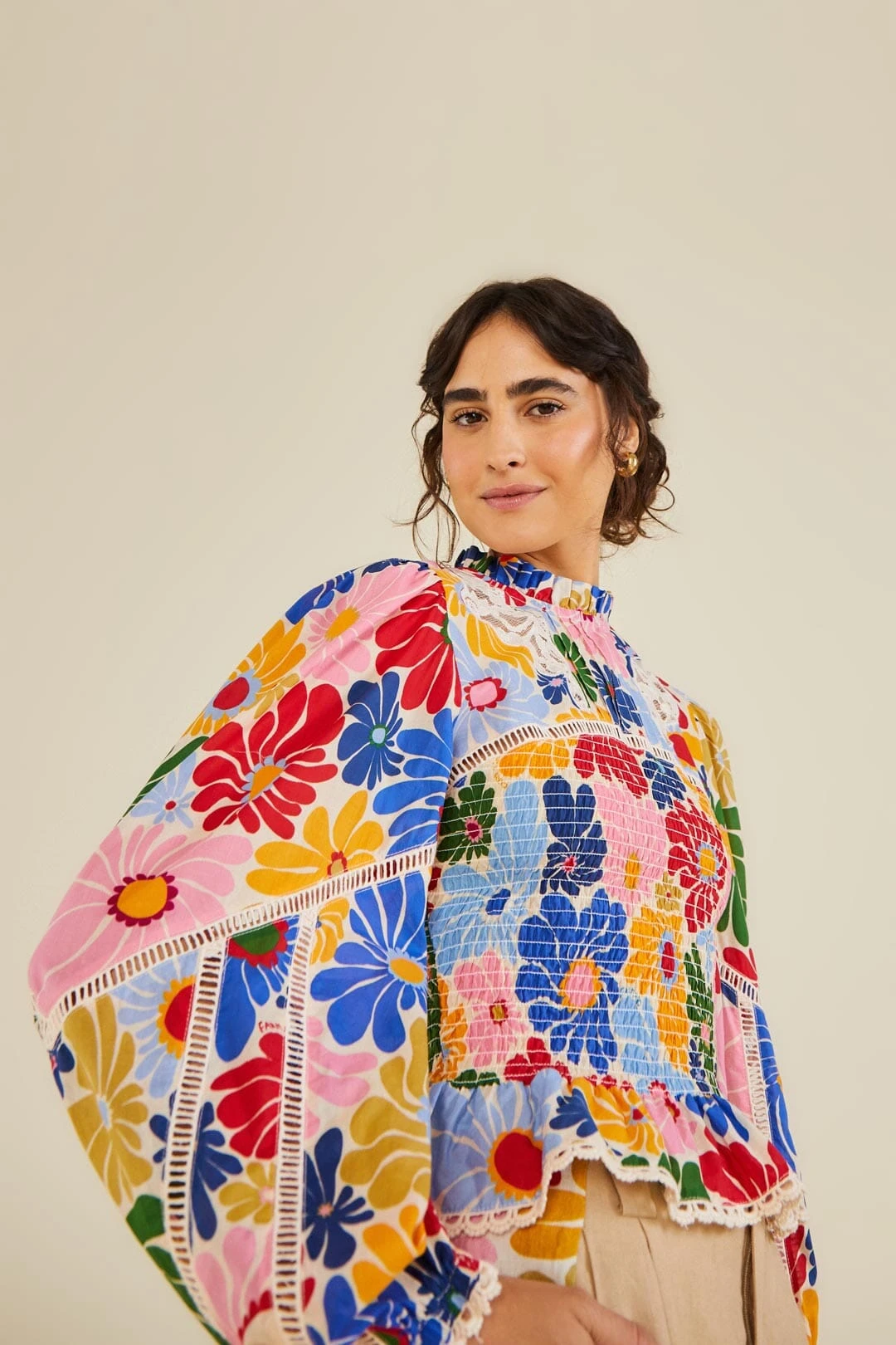 Farm Rio Sand Sunny Daisies Blouse 3 Farm Rio Sand Sunny Daisies Blouse