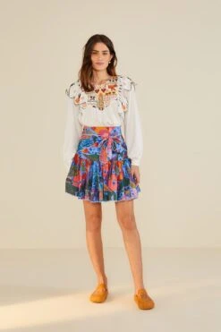 Farm Rio White Embroidered Fall Leaf Blouse -Farm Rio Store 309103 04