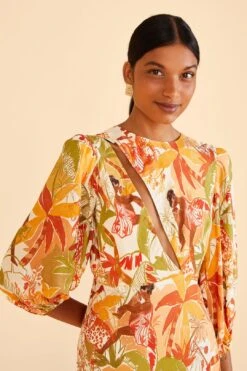 Farm Rio Sand Leopard Forest Midi Dress 9 Farm Rio Sand Leopard Forest Midi Dress -Farm Rio Store 309150 03